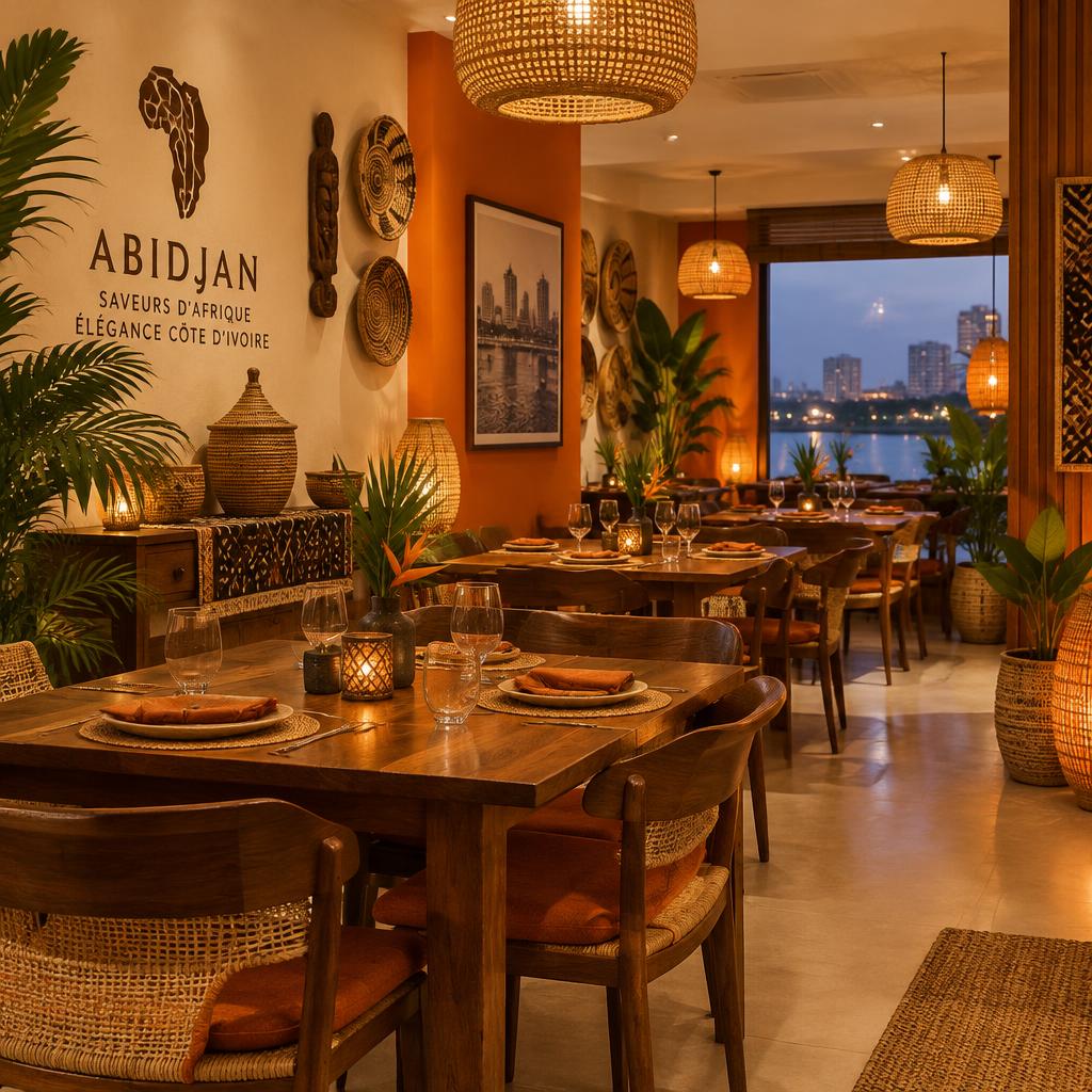 Salle chaleureuse du restaurant Le Délice d'Abidjan
